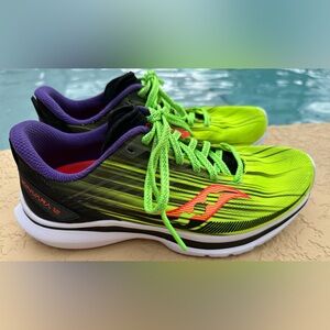 Saucony Kinvara 12 Neon Yellow Green Black Running Shoes Size 7.5 VGC Clean